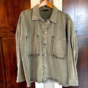 NWOT Heyson Olive Green Denim Jacket L